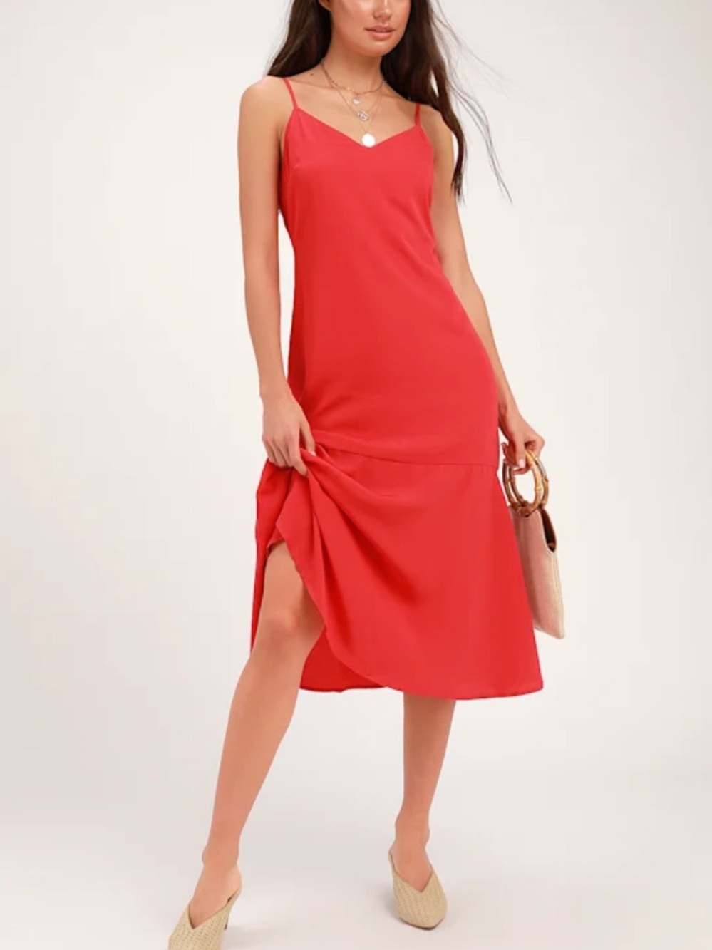 Lulus Lovely Lilies Red Midi Dress size medium